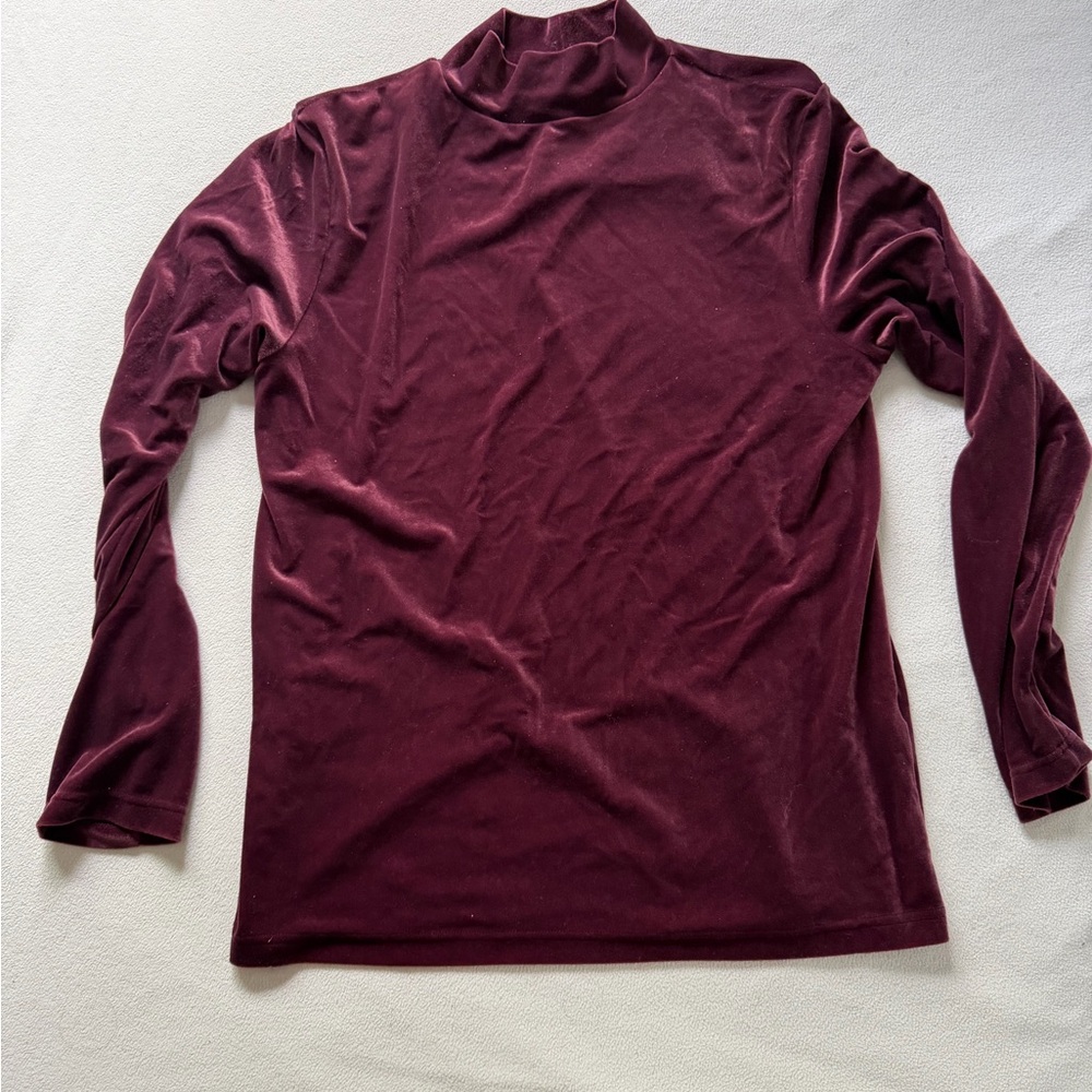 Forever 21 Velvet Long Sleeve Top - Deep Burgundy